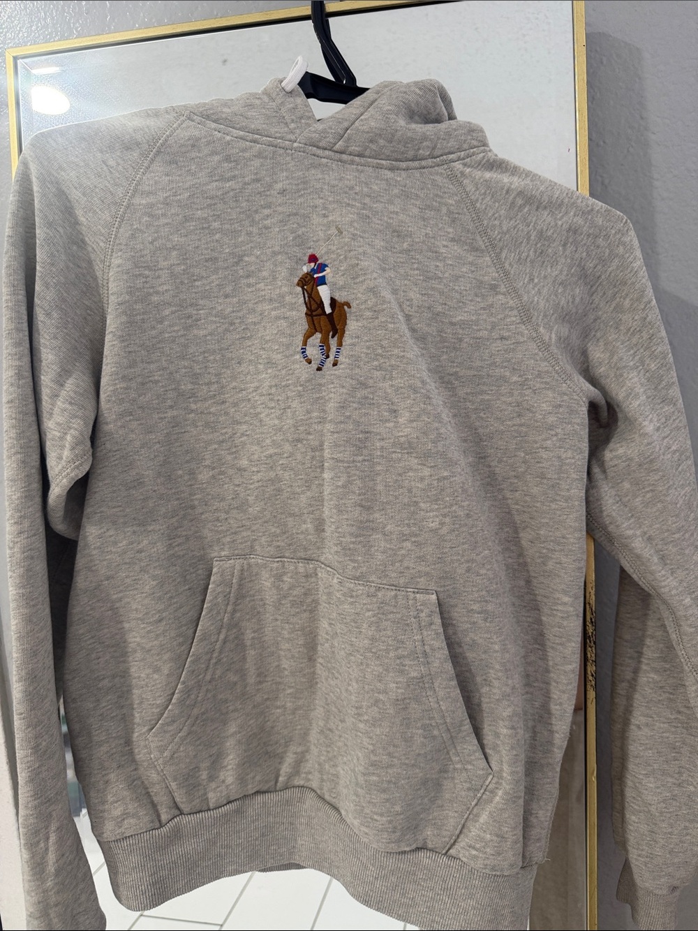 Polo by Ralph Lauren Gray Embroidered Polo Player Crewneck Hoodie
